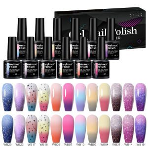 Bộ 12 Chai Sơn Móng Tay Gel Đổi Màu Nhiệt 7ml Hiệu Ứng Nhũ Bán Vĩnh Cửu Không Mùi Công Thức Acrylate/Carbamate Copolymer