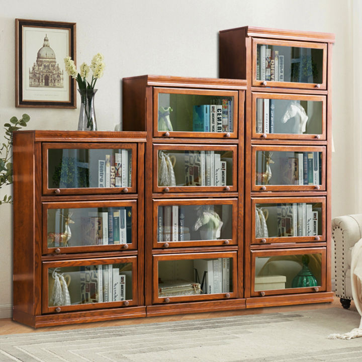 AmericanStyle Solid Wood Bookcase Storage For Home Floor Low