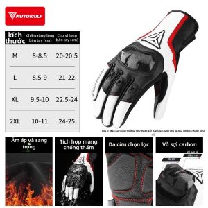 MOTOWOLF | Găng Tay Đua Xe Mùa Cả Năm Da Củng Cố Sợi Carbon