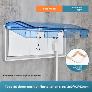 Socket Waterproof Cover Bath Heater Switch Protective Cover Punch-Free Double-Position 86 Type Waterproof Box Bathroom Power Protection Cover