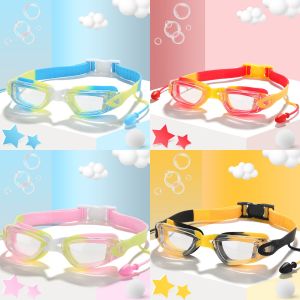 Swimming Goggles for Kids Boy Girl HD Anti-fog Diving Goggles Adjustable Waterproof with Earplugs One-Piece Earplugs HD Kids Swimming Glasses Children Waterproof Eyewear