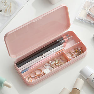 Large Capacity Cosmetic Pencil Case Solid Color Organizer With Dividers Drop Proof For Makeup Stationery Women Kids