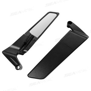 SEAMETAL Motorcycle Rearview Mirror Modification Fixed Wing Rear View Mirror Universal Rotating Side Mirror