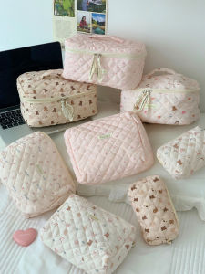 Portable Travel Cosmetic Bag Womens Large Capacity Bear Cartoon Storage Bag with Butterfly Knot Wash Bag Cute Family Organizer