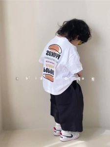 Boys Short Sleeve round Neck T-Shirt Cartoon Half Sleeve Summer Casual Fashionable Childrens Clothing Kids Trendy Top