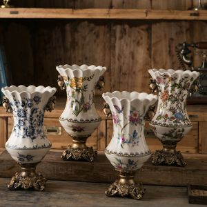 Retro European Ice Cracked Ceramic Vase Creative Home Decor TV Cabinet Decoration Decoration hot