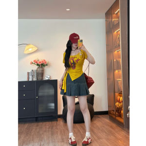 Áo Thun Nữ Tay Ngắn Không Đều Cỡ Lớn Thiết Kế Mùa Hè in Họa Tiết Phong Cách Ngọt Ngào Và Cay Nồng Ôm Vừa Vặn