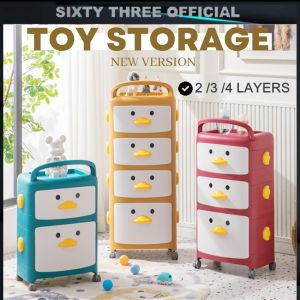 NEW 2/3/4 Layers Cartoon Drawer Storage Cabinet Toy Storage Oragnizer Clothes Wardrobe Rack For Kid / Rak Mainan