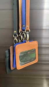 Name Tag id card holder kulit Horizontal Lanyard Landscape model kekinian