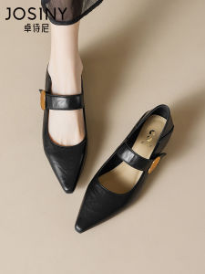 Josiny | French Vintage Shallow Breath Elegant Pointed Toe Thick Heel Mary Jane Shoes
