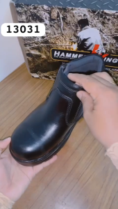 Original Hammer Kings Standard Safety Shoes Mid Cut Dual Zipper Steel Toe Cap Leather Working Shoes 13031