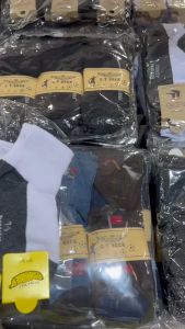 สีขาว พื้นเทา ถุงเท้านักเรียน คู่ที่ 12 คู่ เนื้อผ้า ที่นี่ ใส่นิ่มดีใส่สบาย มีไซส์ 3-5 4-6 5-7 7-9 ฟรี สินค้า พร้อมส่ง