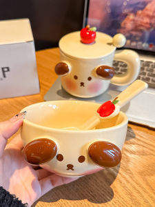 จานกระดาษแข็งลายหมูน่ารัก จานใส่ข้าว ชาม ชุดเครื่องครัว ของขวัญสำหรับคู่รัก จานใส่ข้าวผู้หญิง จานกระดาษแข็งลายการ์ตูนสุดเก๋