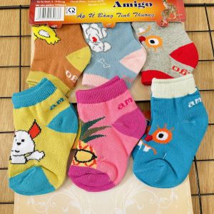 SET 3 ĐÔI Tất Sơ Sinh Ánh Minh| Vớ Sơ sinh  AMIGO sơ sinh - 9 tháng| chất vải mềm mại co giãn tốt ấm chân bé