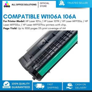 AOS 106A W1106A Compatible Black Toner Cartridge for HP 1072/107w/MFP 1352/135w/137nw Printers with Chip