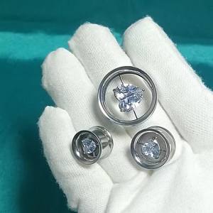 1PC Stainless Steel Heart-Shaped CZ Double Flare Ear Tunnels Plugs Internal Thread Expander Stretcher Gauges Earrings Piercing