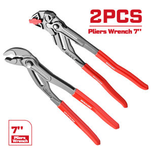 Geinxurn 2PCS 7 Adjustable Wrench CR-V Steel Parallel Jaws Heavy Duty 7-Inch Water Pump Pliers with Quick Button