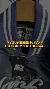 HOCKY Jaket Baseball Varsity Pria Wanita Navy Full Bordir Taslan Premium Kekinian