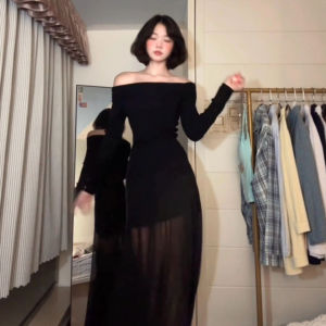 CHANGTONG | Đầm Dây Một Vai Gọn Eo Kiểu Hepburn