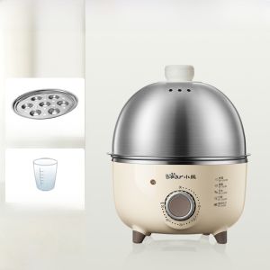 Bear Stainless Steel Egg Steamer Automatic Switch off Home Use Double Layer Timer Egg Soup Maker Small Size for 1-2 People