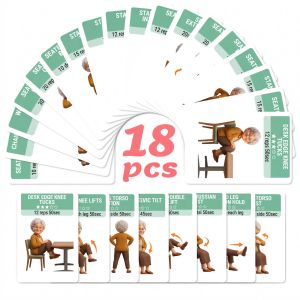 18pcs Senior Women Core Abdominal Activation Workout Cards Low Intensity Gentle Fitness Sports Teaching Cards Decor