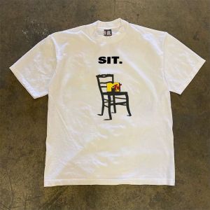 Opaque 2025 Spring and Summer New Retro American Short-sleeved Pure Cotton Printing Tide