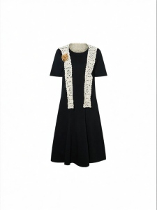 Stylish Navy Collar Short Sleeve Womens Dress Comfortable