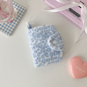 Winter INS Fashion Leopard Print Plush Snap Wallet Card Bag Cute Japanese Girl Pendant Coin Wallet Change Storage Bag Kids Gifts