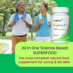 Euglena P-3 (Superfood Japanese Algae) (90 Vege Caps) for Strong Immunity Healthy Skin Liver Support Gout Support Glucose/Fat/Cholesterol Support Good Digestive Health