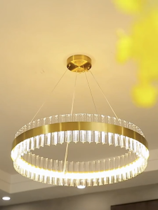 Modern Crystal Ring Chandelier LED Luxury Pendant Lamp Luminaire Kitchen Home Decor Indoor Light