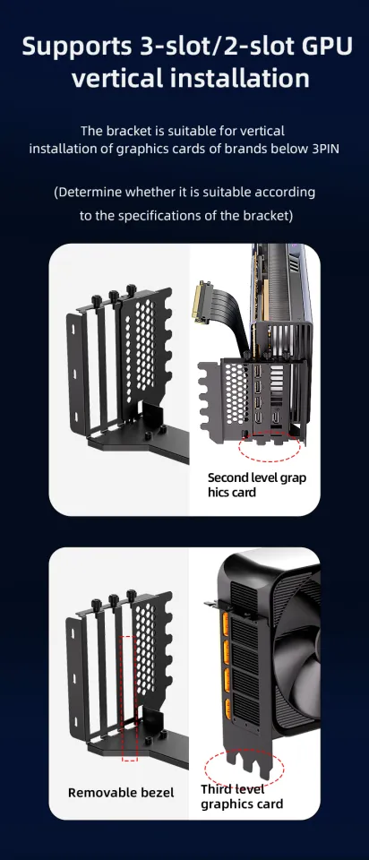 TEUCER L-Z3 GPU Vertical Mounting Bracket Kit, PCIe X16 Riser