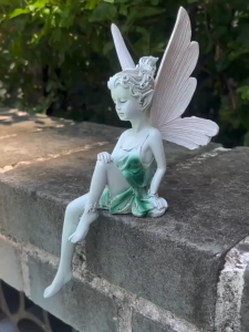 Praying Angel Figurine European Style Cute flower fairy Ornaments Waterproof Decorative flower fairy Statue Outdoor Garden Decor