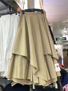 กระโปรงทรงเอเอวสูง ผ้าโพลีเอสเตอร์ กระโปรงทรงเอ กระโปรงสั้น กระโปรงยาวปานกลาง ฤดูใบไม้ผลิ 2025 ทรงหลวม สีสันสดใส