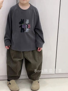 Boys Long Sleeve T-Shirt Cartoon Print Pure Cotton Base Shirt Korean Style Trendy Top for Spring Autumn Ages 2-14 Kids Clothing