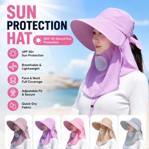 Summer Quick Dryng UV Protection Fisherman Cap Face Neck Cover Outdoor Fishing Cycling Removable Men Visor Hat Women Bucket Hat