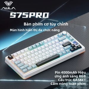 Bàn Phím Cơ Không Dây AULA S75Pro 2.4G Bluetooth Ba Chế Độ Cấu Trúc Gasket Hỗ Trợ Thay Nóng Toàn Bộ Phím Đèn Nền RGB Bố Cục UK