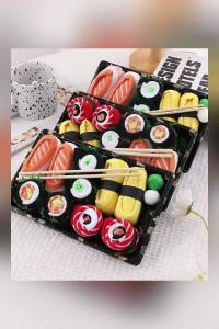 3/4/5 Pairs of Novelty and Interesting Salmon Sushi Socks Gift Box Christmas Style Season