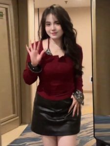 เสื้อยืดผู้หญิงทรงสลิมฟิต ลายสก็อต ประดับเลื่อม ทรงเข้ารูป สำหรับผู้หญิงไซส์ใหญ่ ฤดูใบไม้ร่วง/ฤดูหนาว เสื้อชั้นในสุดเท่