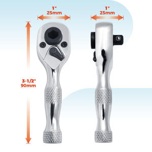 Rafford 72-Tooth 1/4" Short Shank Ratchet Wrench Socket Wrench CR-V Chrome Vanadium Steel with Extension Rod & 2 Locating Drills
