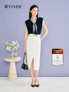 YINER | Elegant Contrast Design Sash V-Neck Casual Work Knitwear