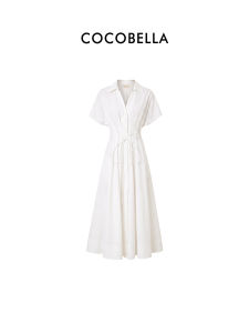 COCOBELLA | Viscose V-neck Waist-Cinched Shirt Dress