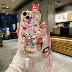 Meileti Crossbody Phone Case for Xiaomi 14 13 12 11 pro Full Cover Bracelet Stand Cartoon Mi10 9 8 7 6 Kawaii Soft Silicone