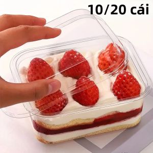 10/20 Chiếc Hộp Bánh Nhựa Trong Suốt Dùng Một Lần Cho Tiệc Tiramisu Món Tráng Miệng Tiệc Cưới Nhà Hàng Giáng Sinh-Gói 1