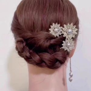 Kẹp Tóc Kim Loại Đơn Giản Hiện Đại Cho Phụ Nữ Kẹp Tóc Tròn Phụ Kiện Tóc Cổ Điển Bàn Chải Tóc Phụ Kiện Tóc