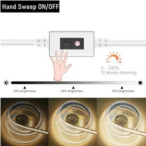 DC5V USB COB LED Strip 1-5M 320LEDs/M Touch Dimmer Flexible Tape Light for TV Mirror Cabinet Kitchen Room DIY Decor Backlighting