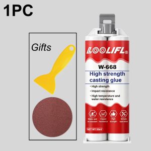 LOOLIFL | 50ml Super Strong Cold Welding Glue Upgraded Metal Repair Glue High Temperature Resistant Cold Welding Agent Plastic Repair Casting Adhesive Ab Glue Sealant Includes Mixing Tool
