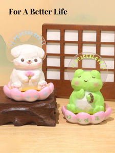 Mola Pine Desktop Decoration Lucky Frog Lotus Stress Relief Creative Resin Craft Emotional Stability Work Station Ornament