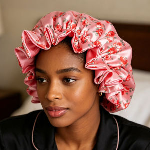 Ladies Satin Sleep Cap Soft Comfortable Adjustable Elastic Band Hair Care Headwear Stylish Practical Nighttime Hair Accessory