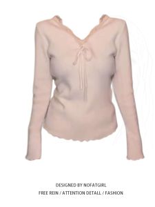 Áo Len Dệt Kim Dài Tay Cổ Chữ V Ren Cạp Cao Cho Nữ Mùa Thu Đông Dáng Ôm Vừa Vặn Chất Liệu Cotton Pha Trộn Polyester