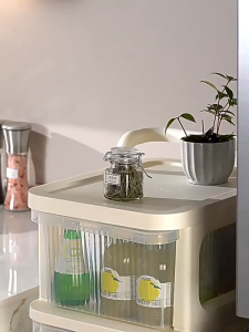 NestNest 2-5 Layers Storage Cabinet Organizer Transparent Kitchen storage cabinet Dust Cabinet With Wheels Household Removable Organizer Drawer Type Bedside Table Kitchen Rack Rustproof Storage Cabinet#XTC03#XTC02